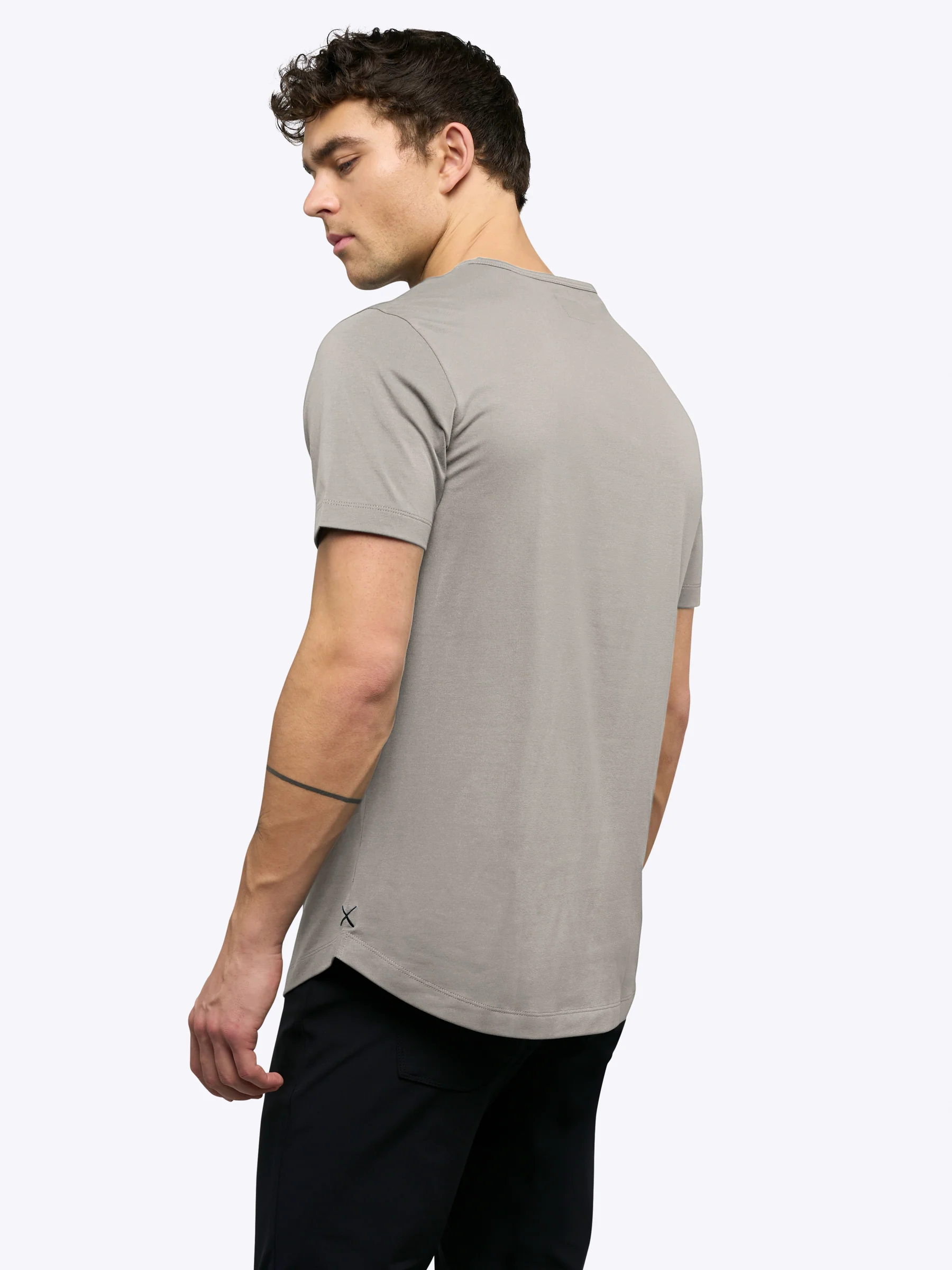AO Henley Curve-Hem Tee | Morning Dove Signature-Fit PYCA Pro® - Image 3