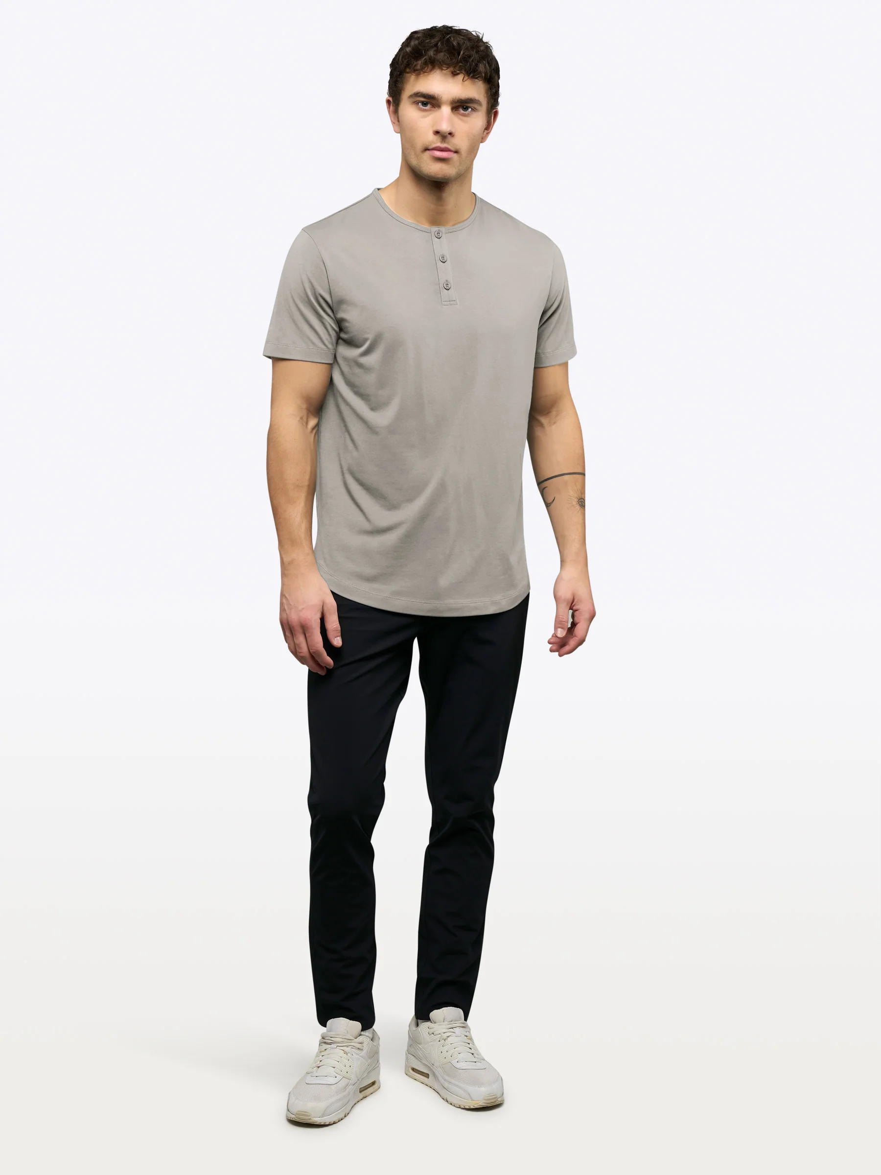 AO Henley Curve-Hem Tee | Morning Dove Signature-Fit PYCA Pro® - Image 4