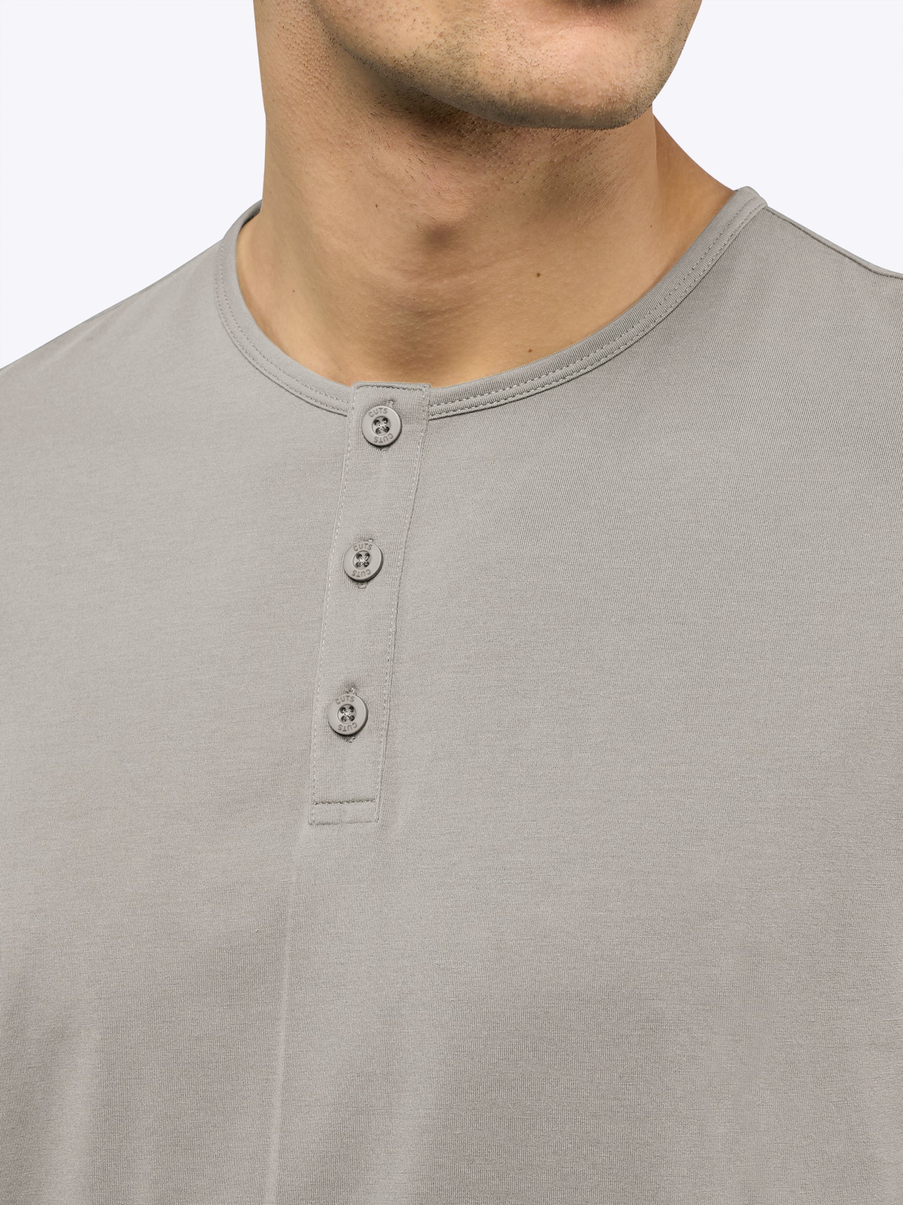 AO Henley Curve-Hem Tee | Morning Dove Signature-Fit PYCA Pro® - Image 5