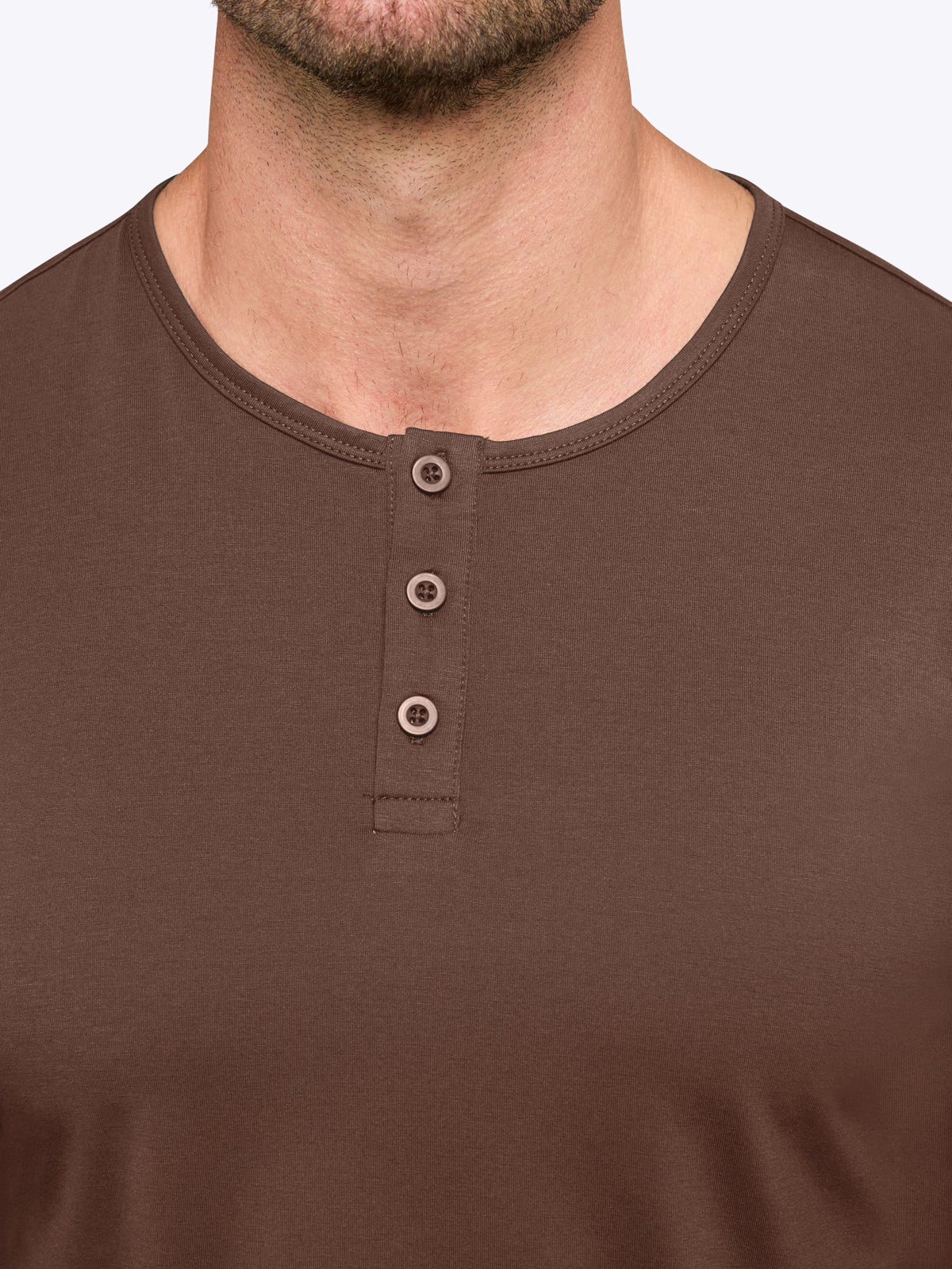 AO Long Sleeve Henley Curve-Hem Tee | Mocha Signature-fit PYCA Pro® - Image 4