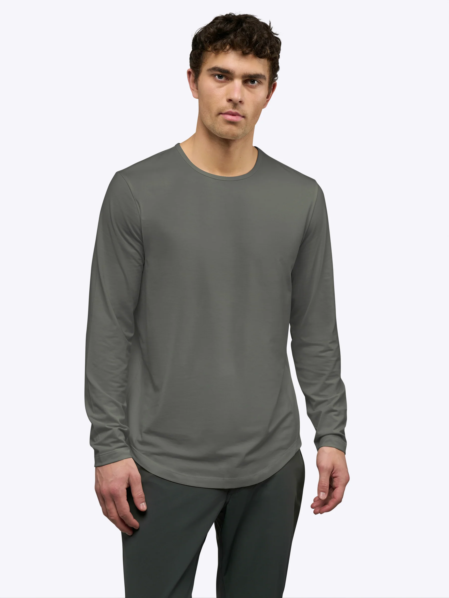 AO Long Sleeve Curve-Hem Tee | Castor Grey Signature-Fit PYCA Pro® - Image 2