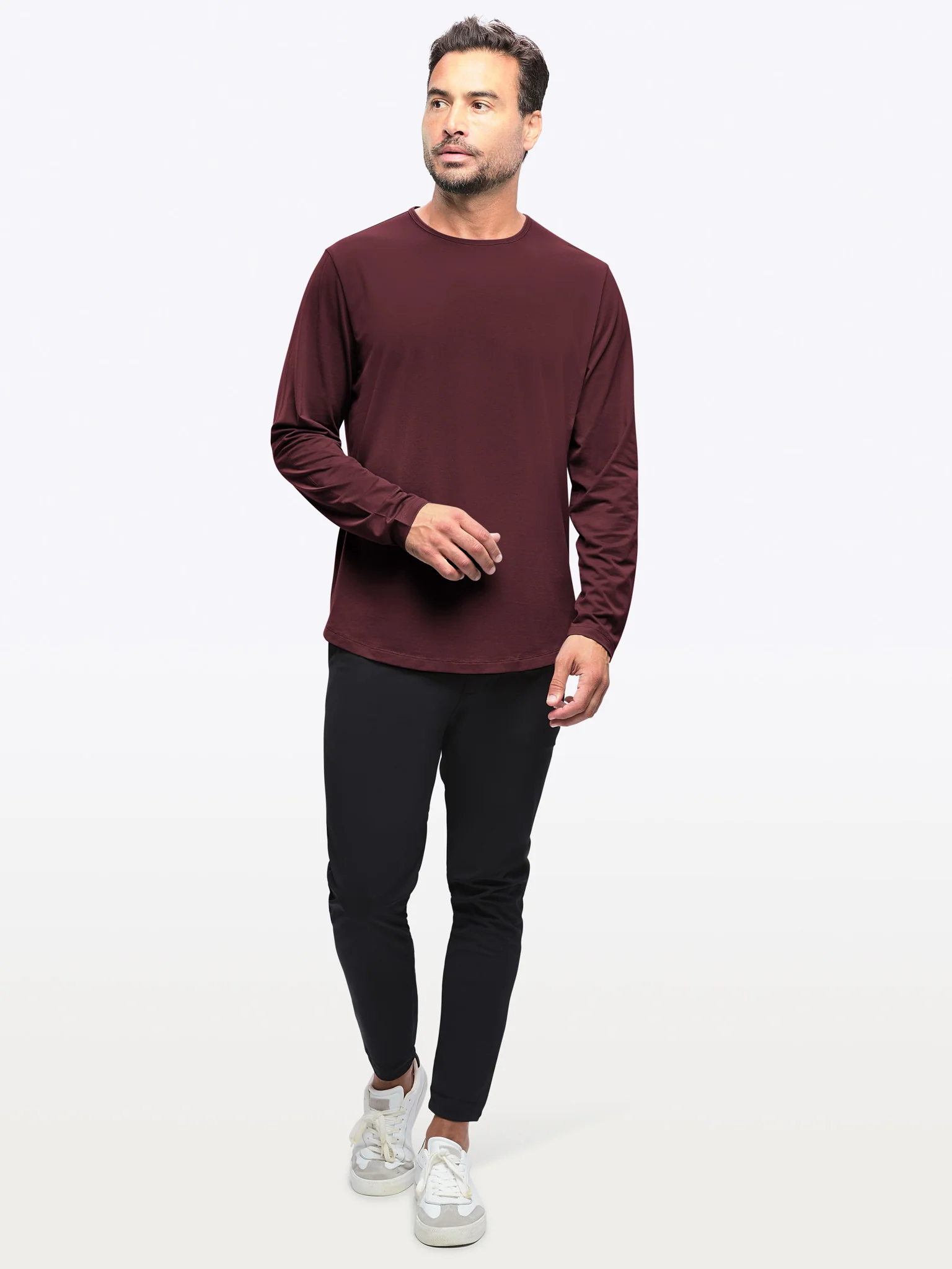 AO Long Sleeve Curve-Hem Tee | Deep Cranberry Signature-fit PYCA Pro® - Image 6