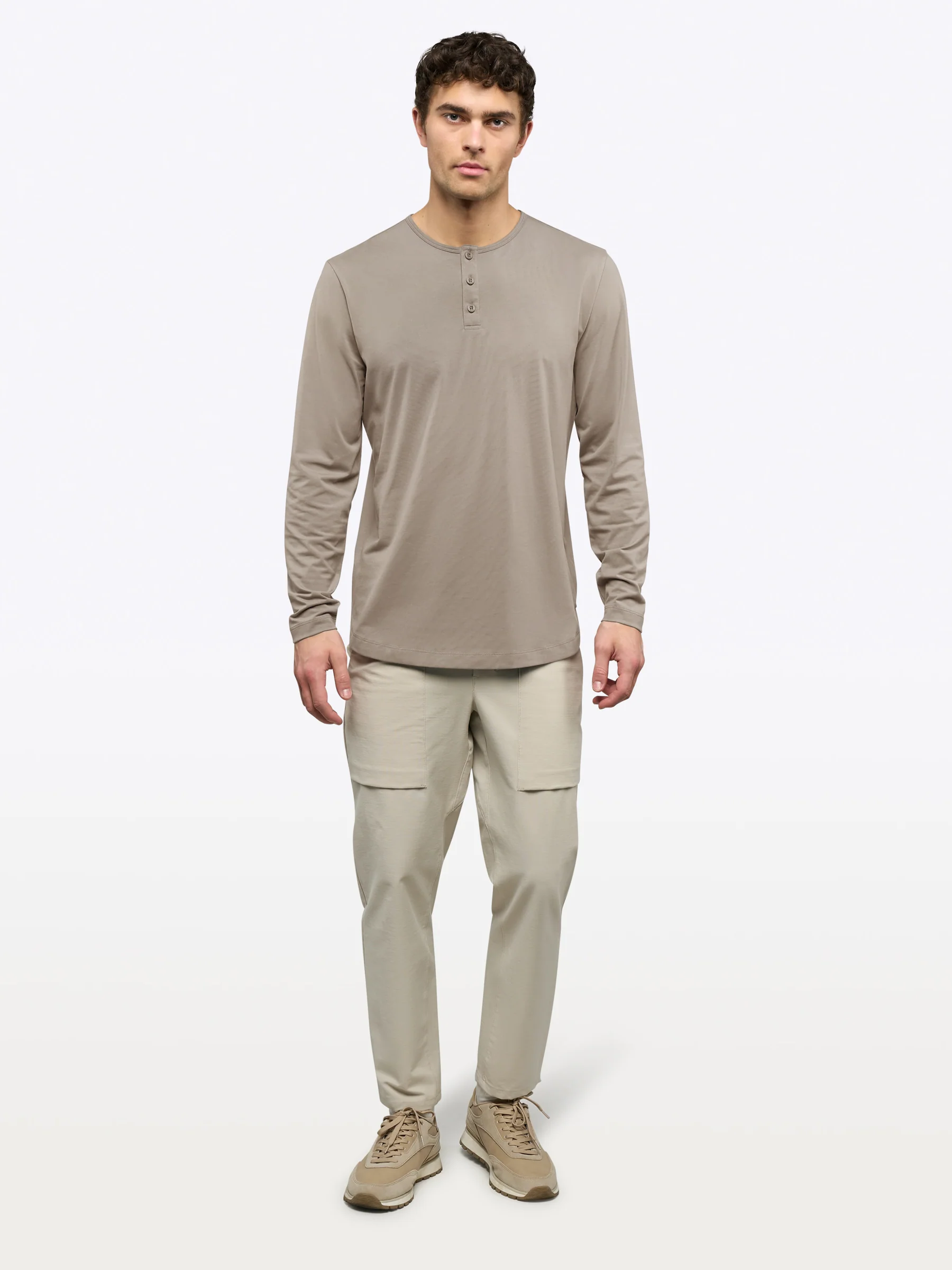 AO Long Sleeve Henley Curve-Hem Tee | Pure Cashmere Signature-Fit PYCA Pro® - Image 4