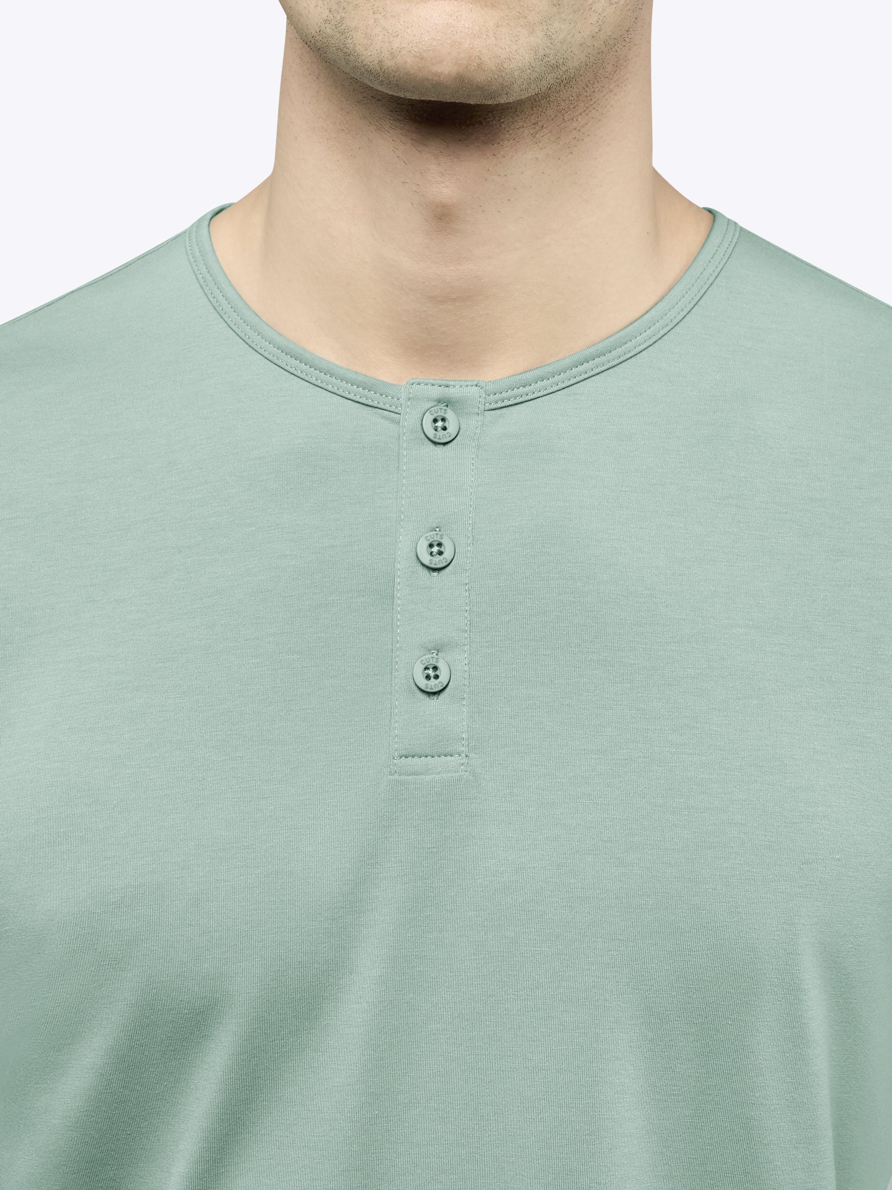 AO Long Sleeve Henley Curve-Hem Tee | Slate Grey Signature-Fit PYCA Pro® - Image 6