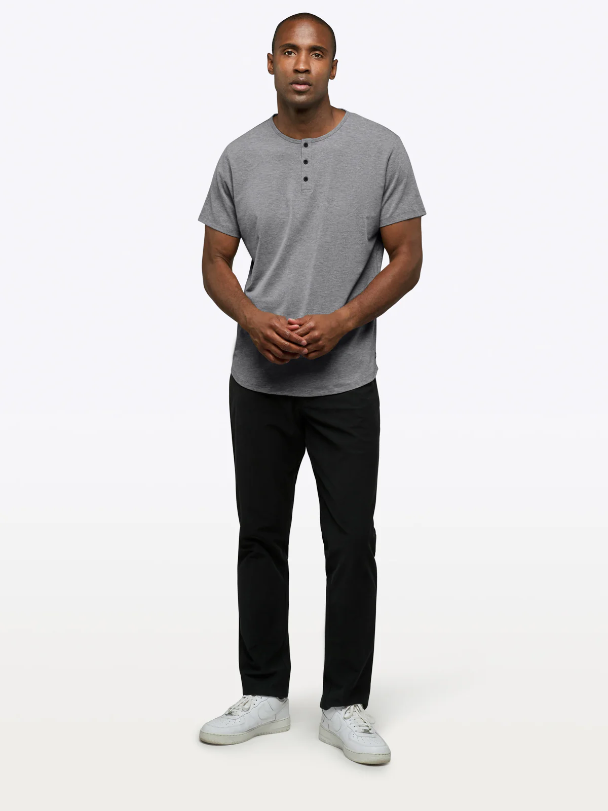 AO Henley Curve-Hem | Heather Grey Signature-fit PYCA Pro® - Image 3