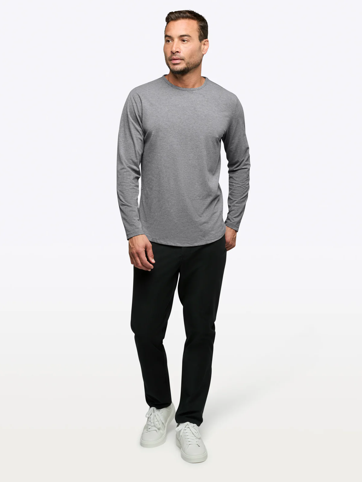 AO Long Sleeve Curve-Hem Tee | Heather Grey Signature-fit PYCA Pro® - Image 3