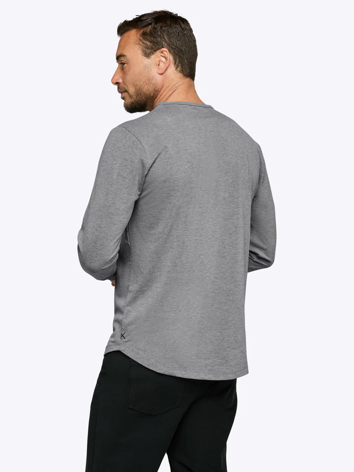 AO Long Sleeve Curve-Hem Tee | Heather Grey Signature-fit PYCA Pro® - Image 4