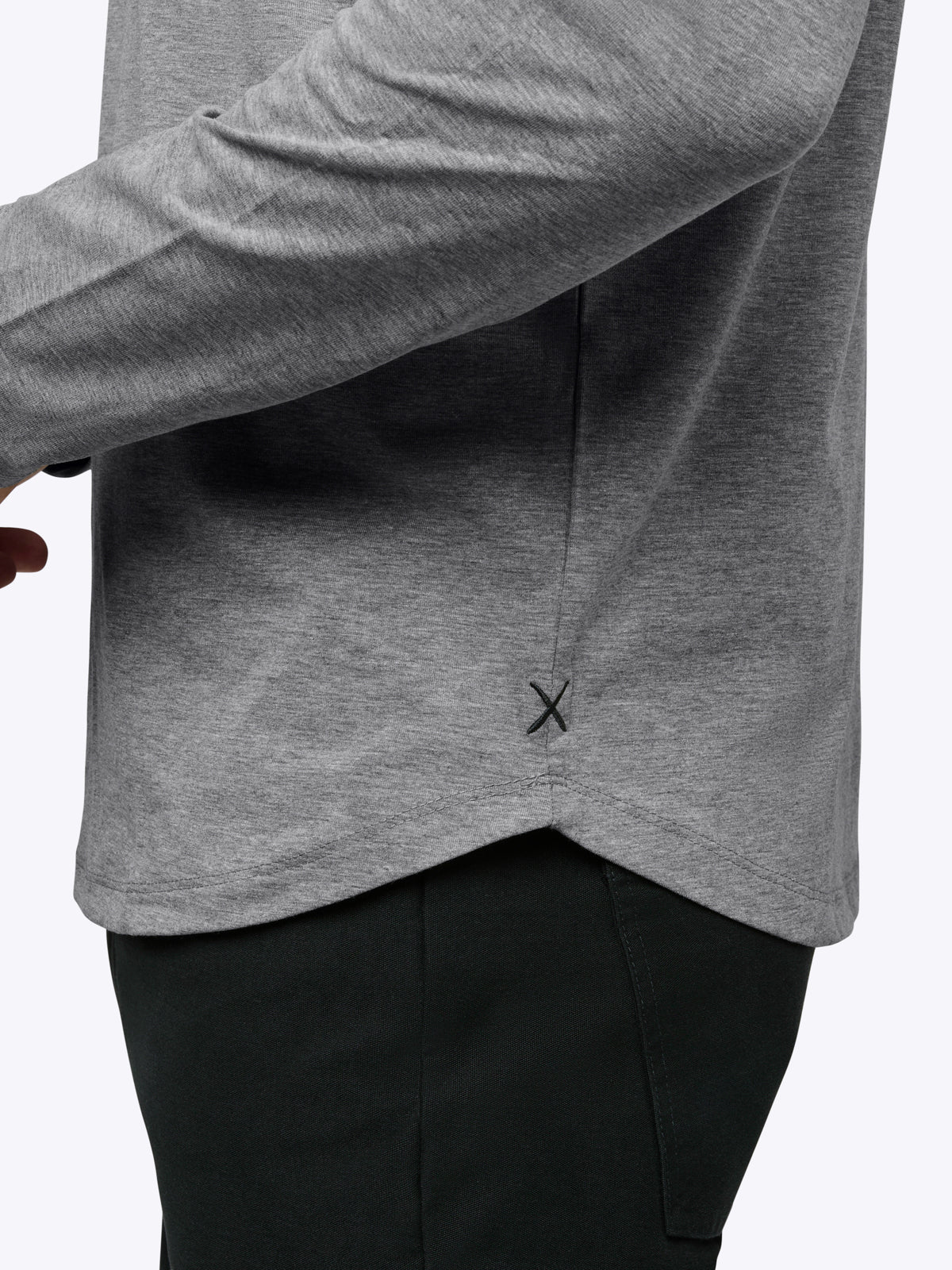 AO Long Sleeve Curve-Hem Tee | Heather Grey Signature-fit PYCA Pro® - Image 5