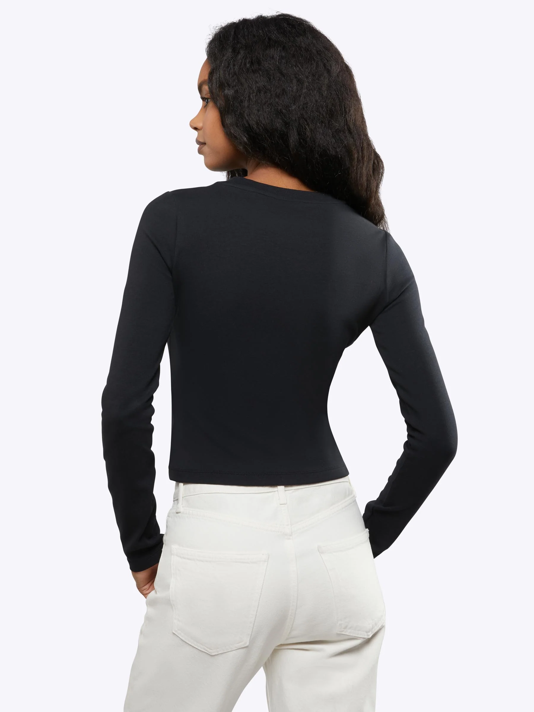 Long Sleeve Tomboy Tee | Black Slim-fit Tomboy-Cotton™ - Image 3