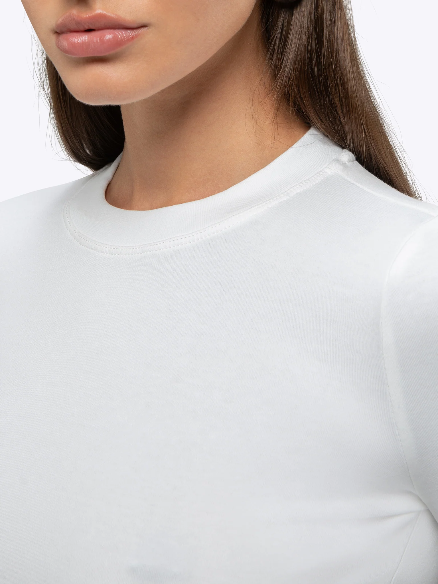 Long Sleeve Tomboy Tee Cropped | White Slim-fit Tomboy-Cotton™ - Image 3