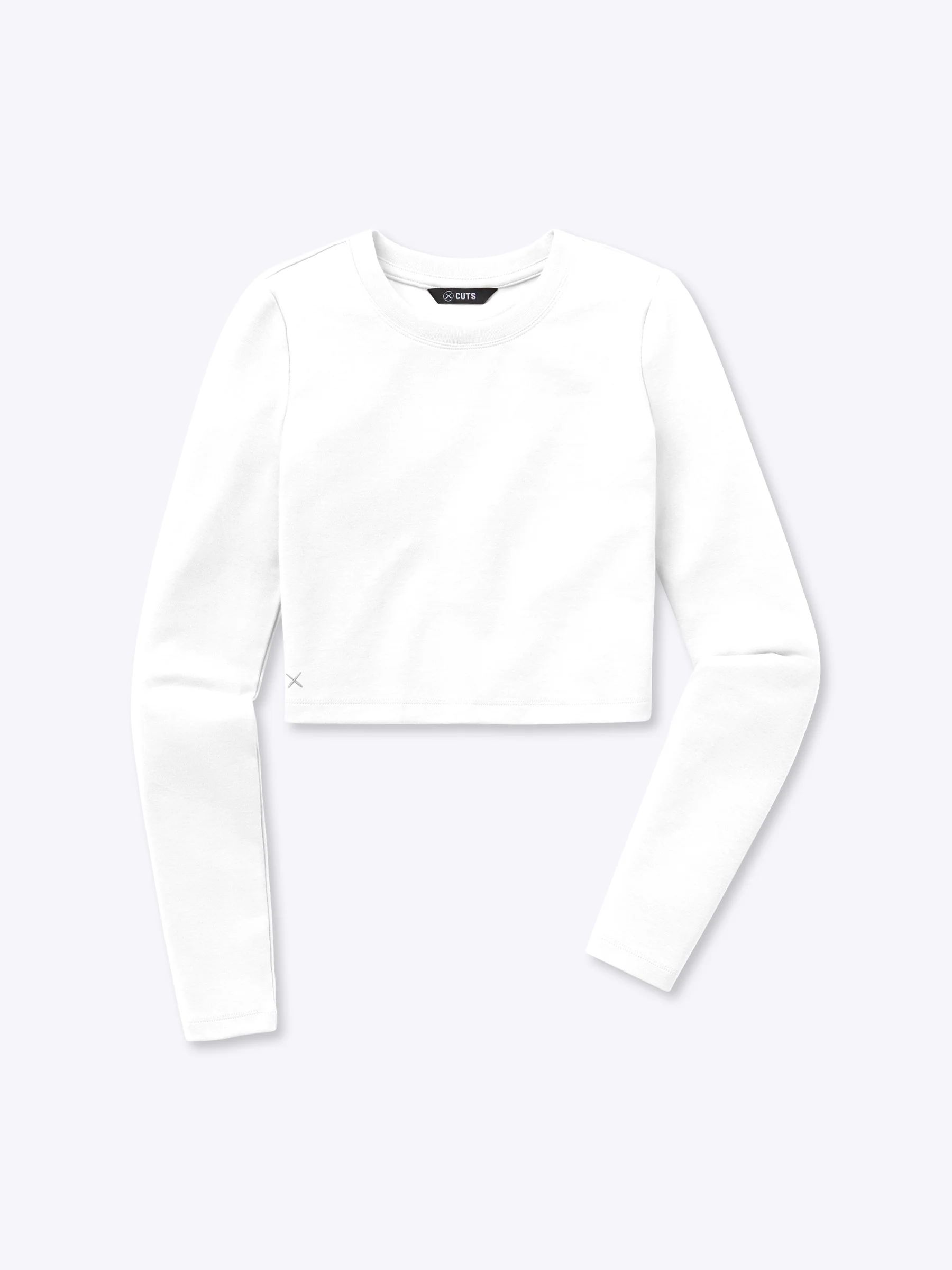 Long Sleeve Tomboy Tee Cropped | White Slim-fit Tomboy-Cotton™ - Image 5