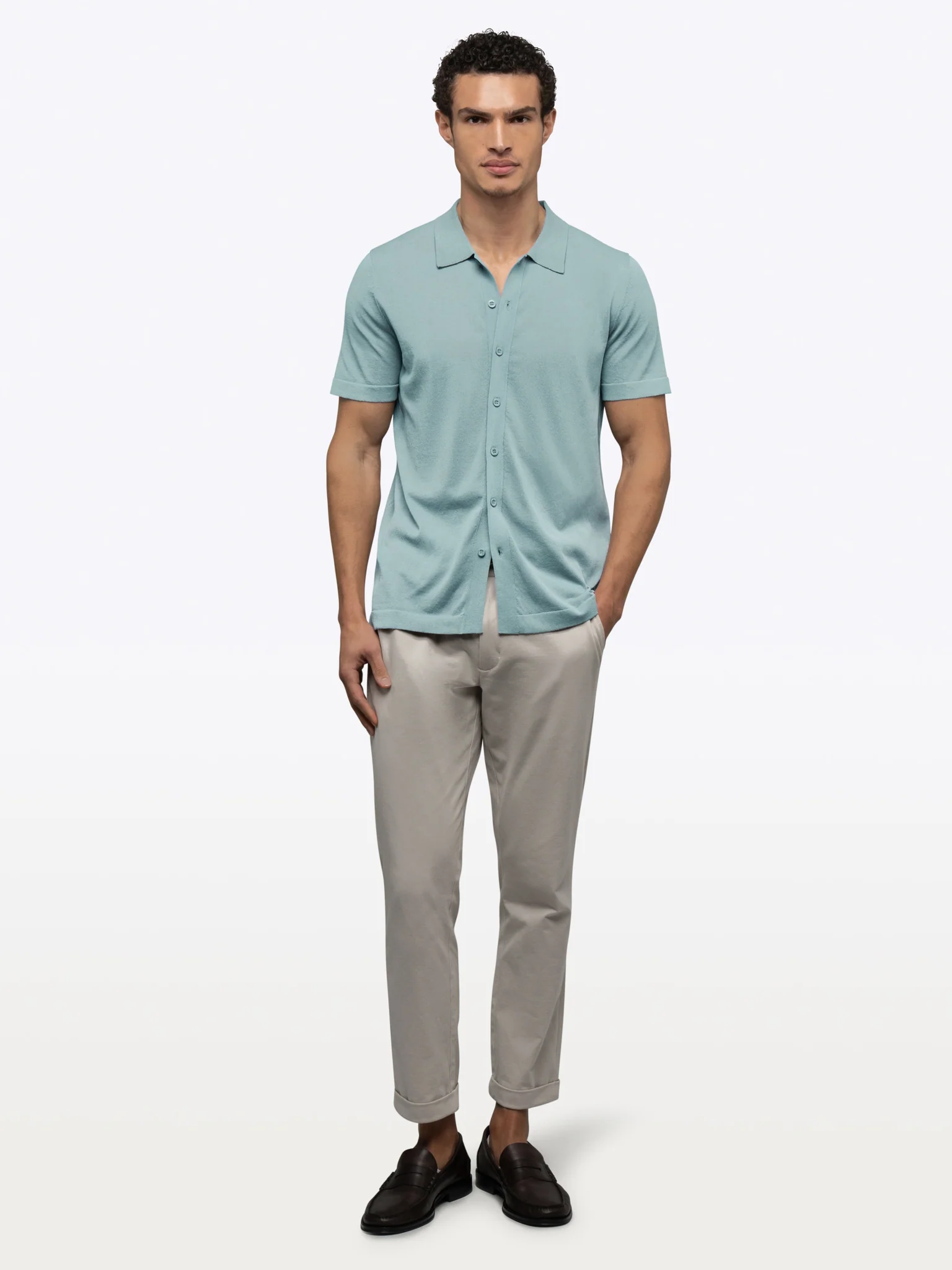 Riviera Knit Button Up | Isle Blue Signature-Fit - Image 6