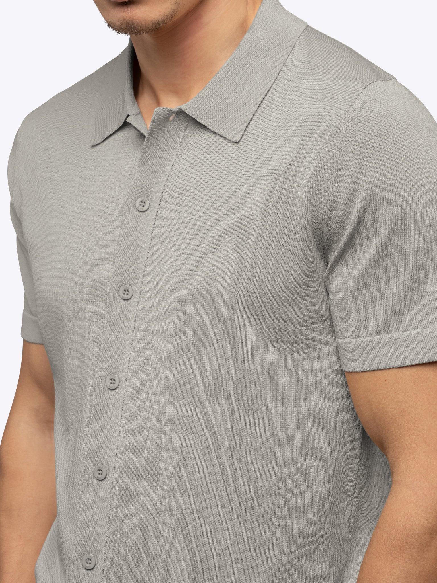 Riviera Knit Button Up | Morning Dove Signature-Fit - Image 7