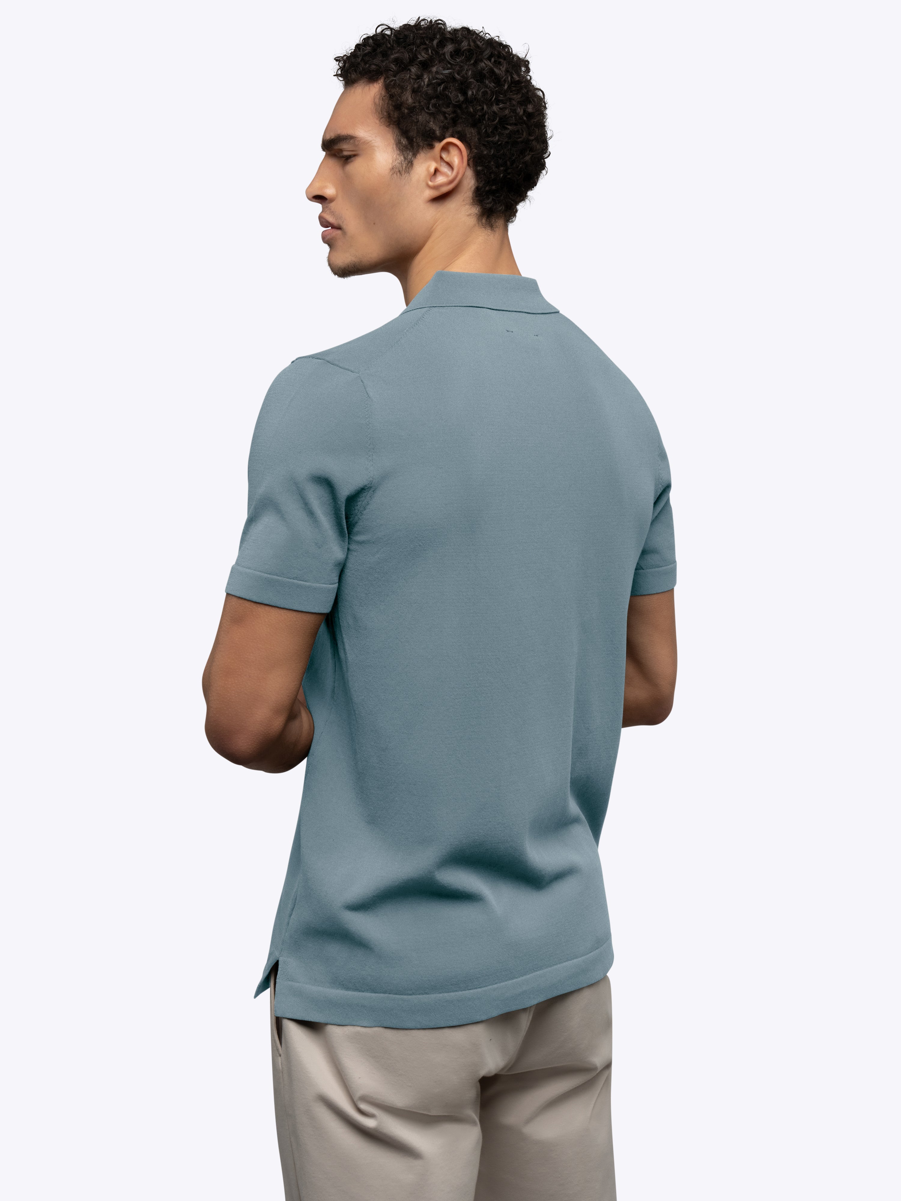 Riviera Knit Button Up | Naples Blue Signature-Fit - Image 3