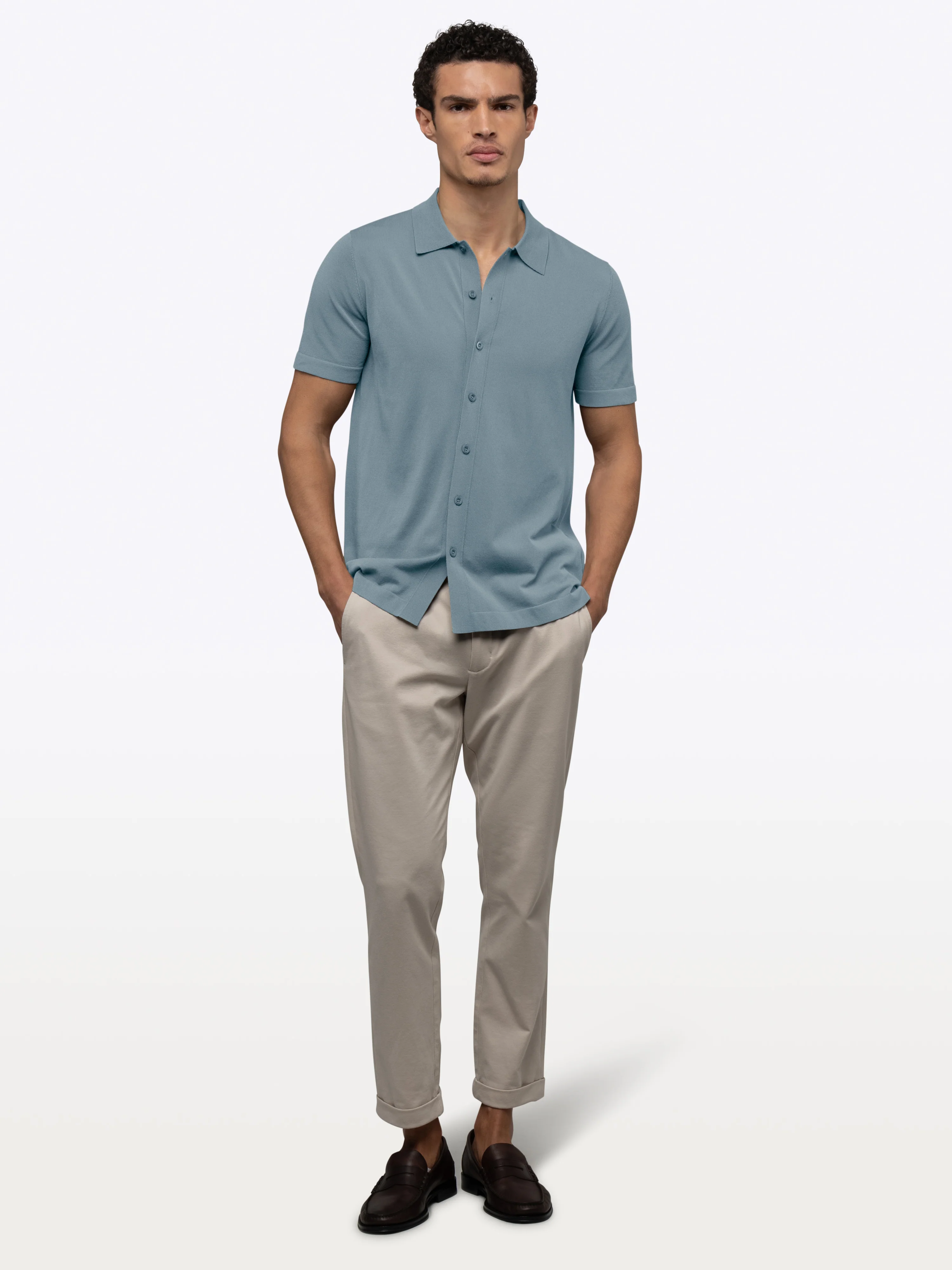 Riviera Knit Button Up | Naples Blue Signature-Fit - Image 4
