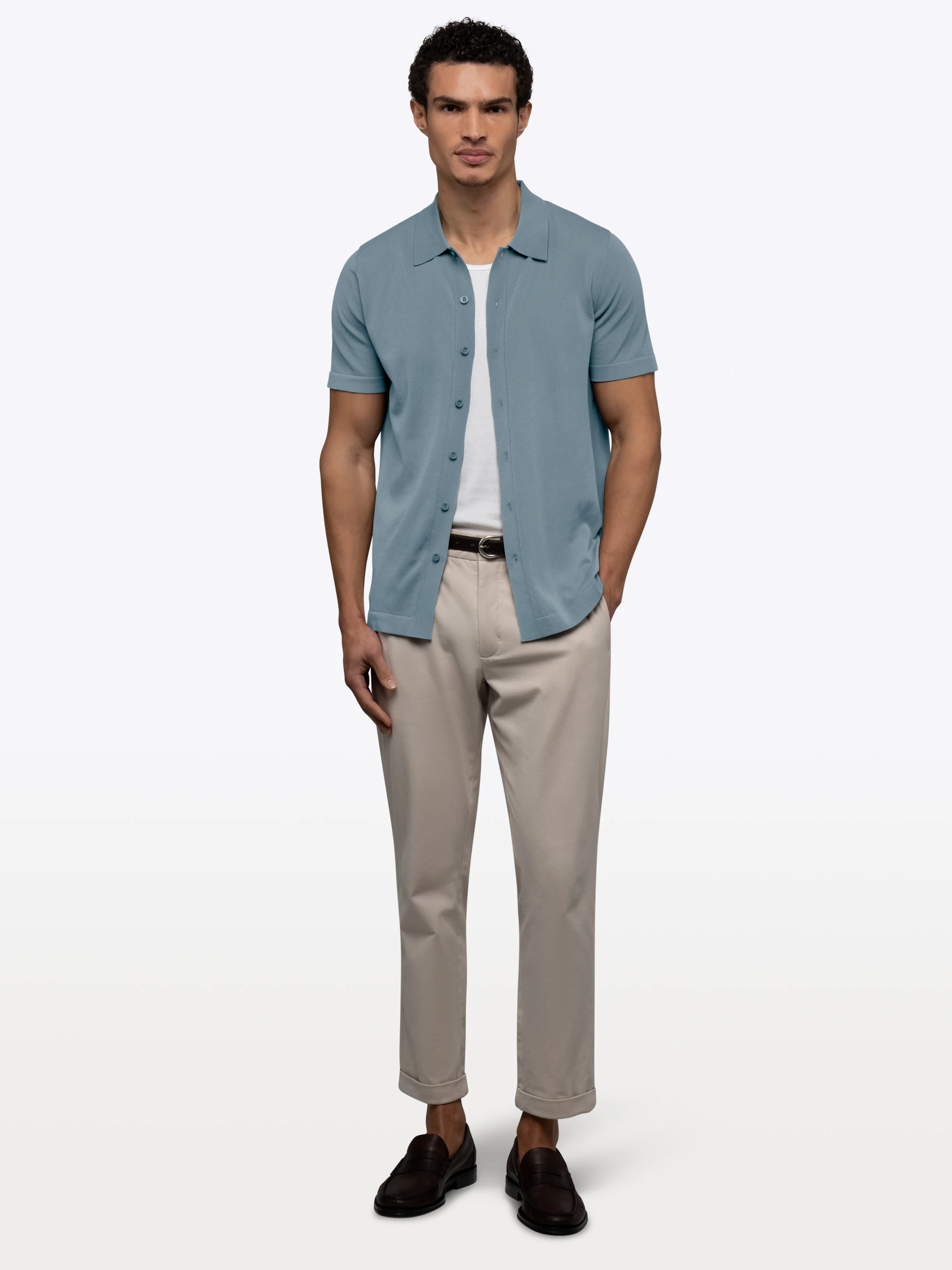 Riviera Knit Button Up | Naples Blue Signature-Fit - Image 5