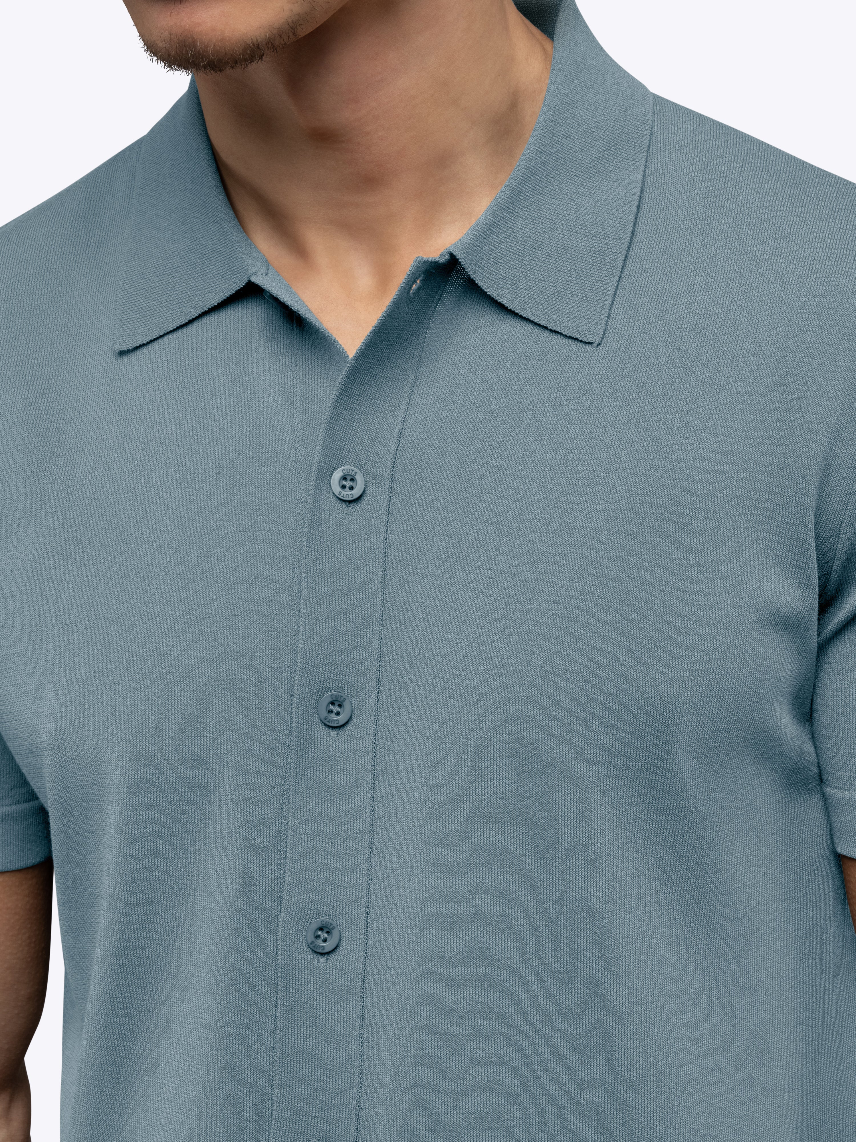 Riviera Knit Button Up | Naples Blue Signature-Fit - Image 6