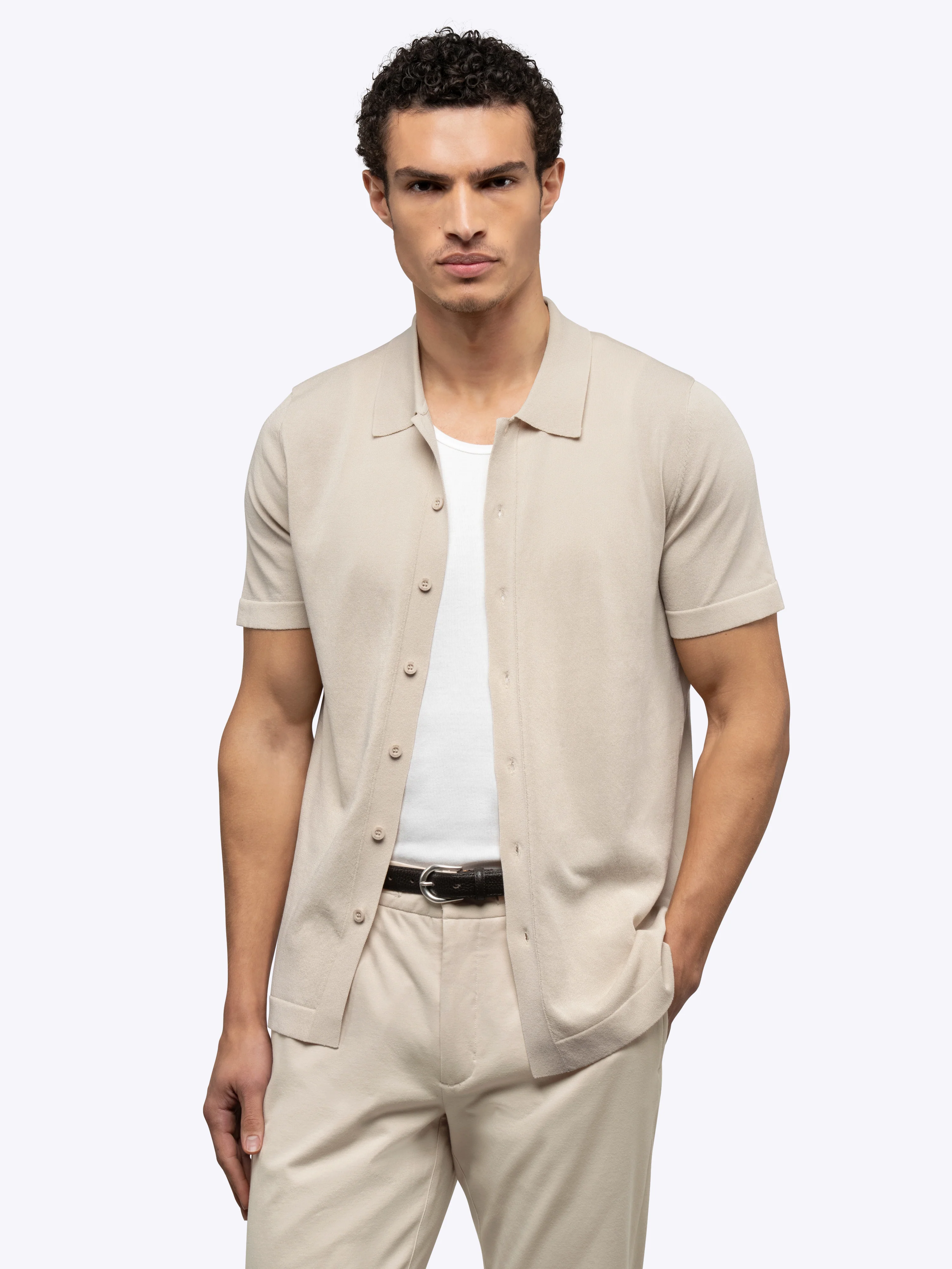 Riviera Knit Button Up | Sand Dune Signature-Fit - Image 4