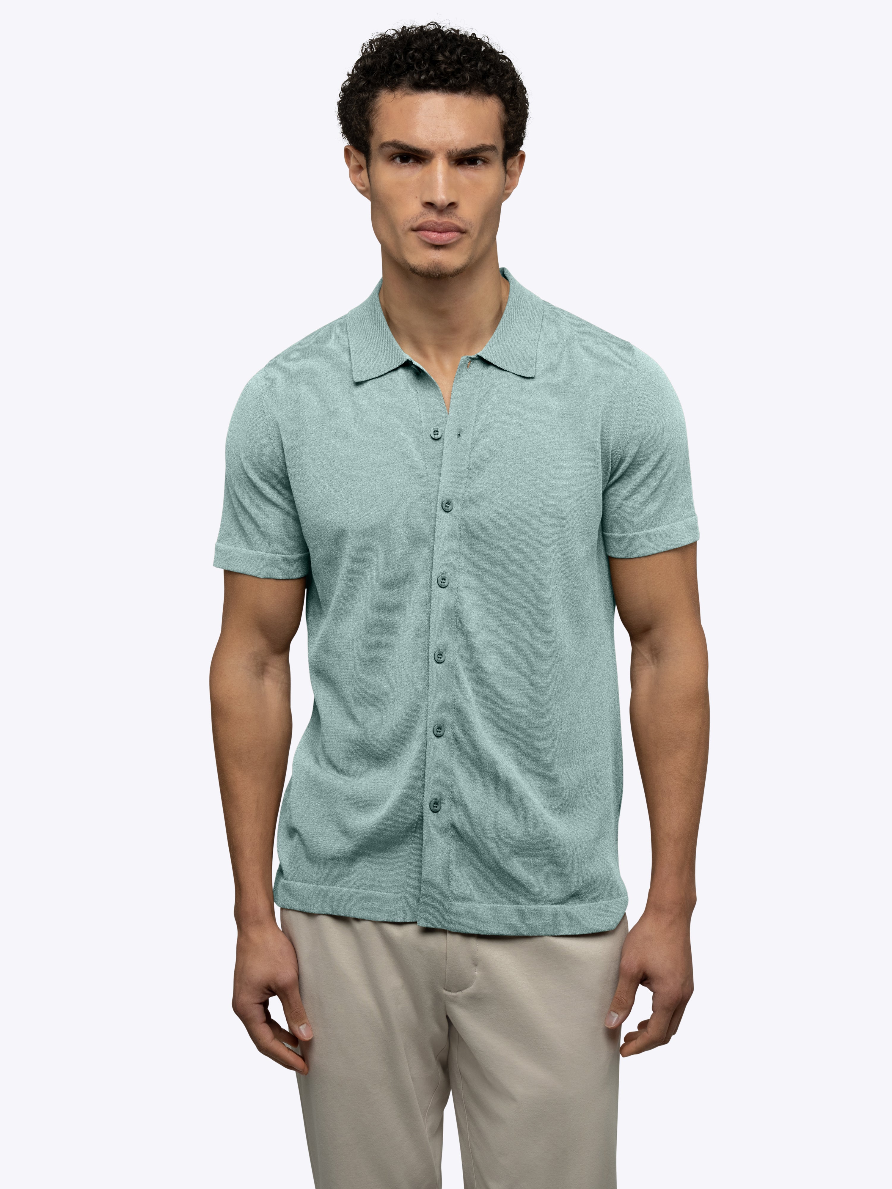 Riviera Knit Button Up | Stormy Sea Signature-Fit - Image 2