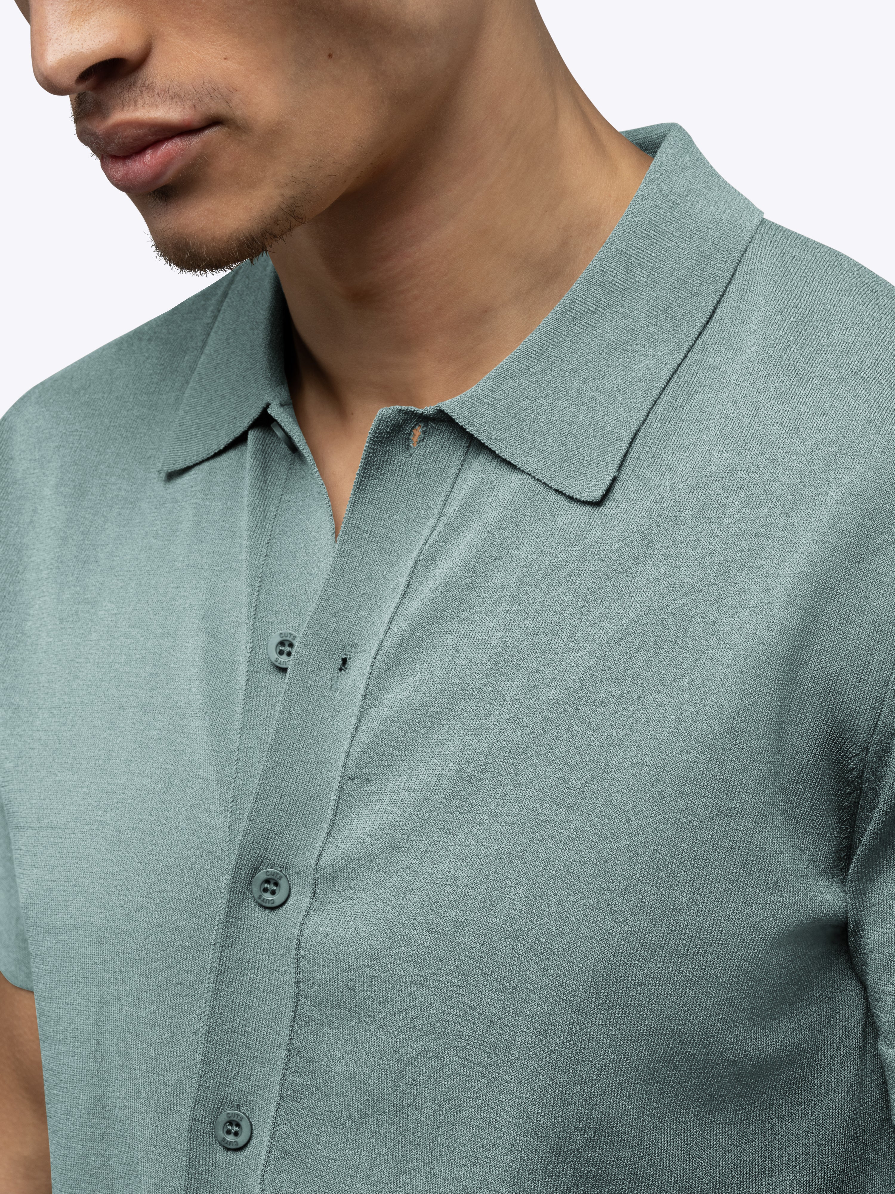 Riviera Knit Button Up | Stormy Sea Signature-Fit - Image 5