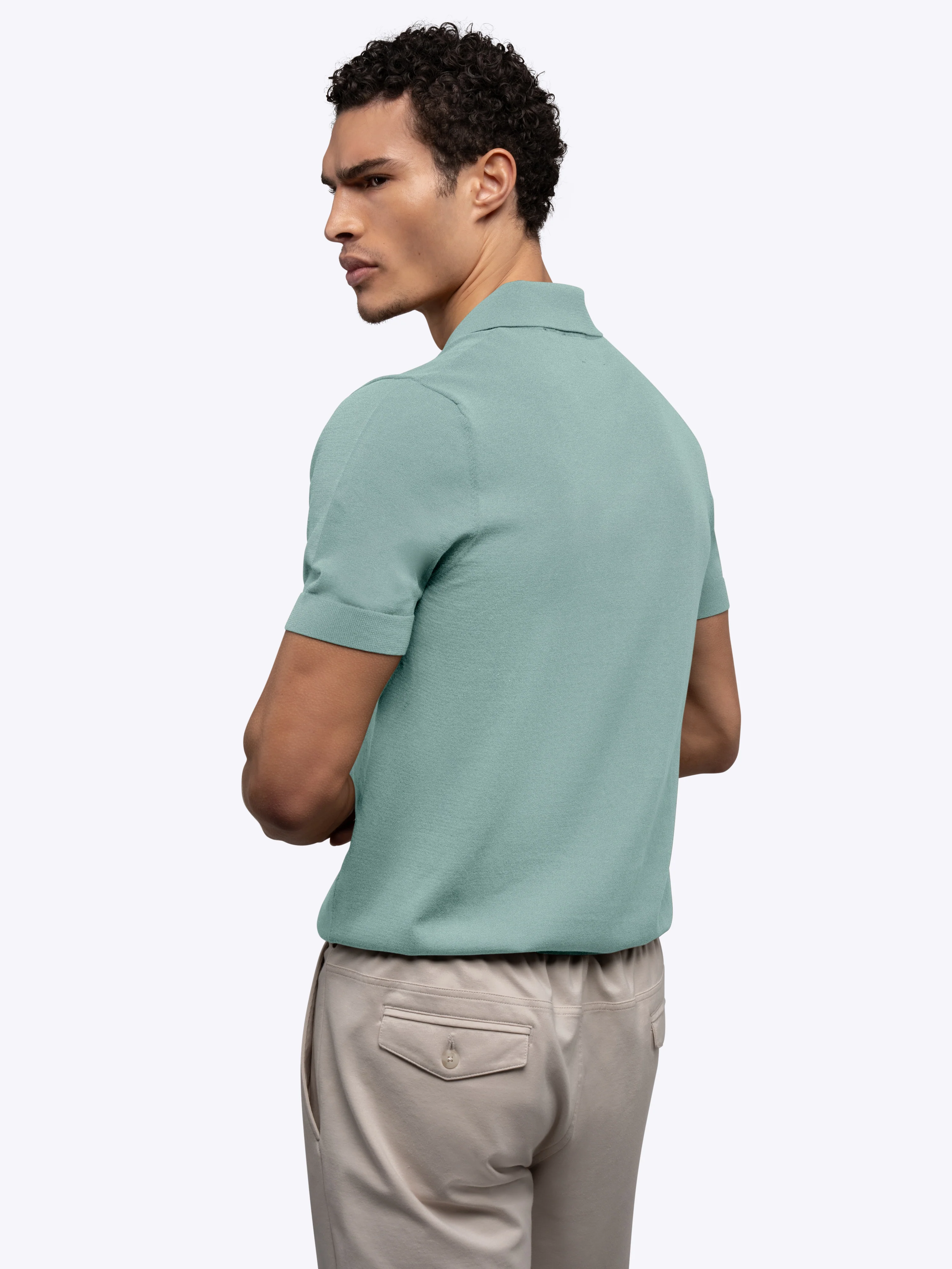 Riviera Knit Polo | Stormy Sea Signature-Fit - Image 3