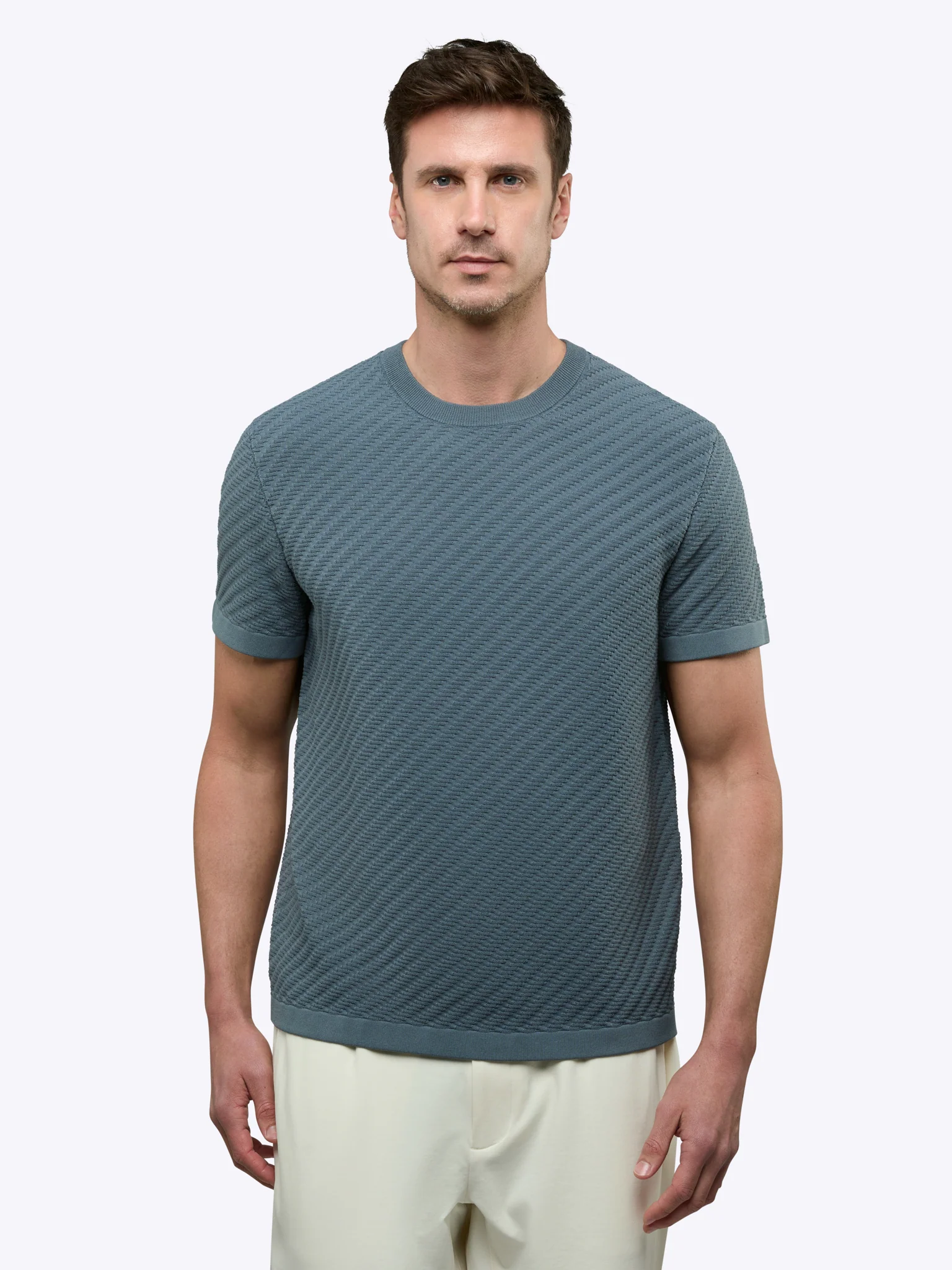 Riviera Knit Textured Tee | Naples Blue Signature-Fit - Image 2