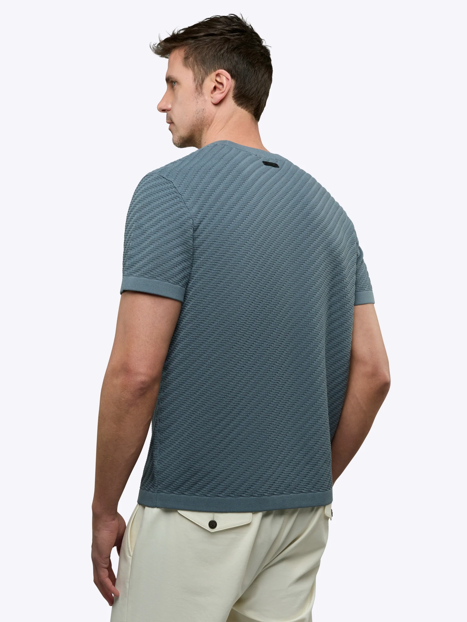 Riviera Knit Textured Tee | Naples Blue Signature-Fit - Image 3