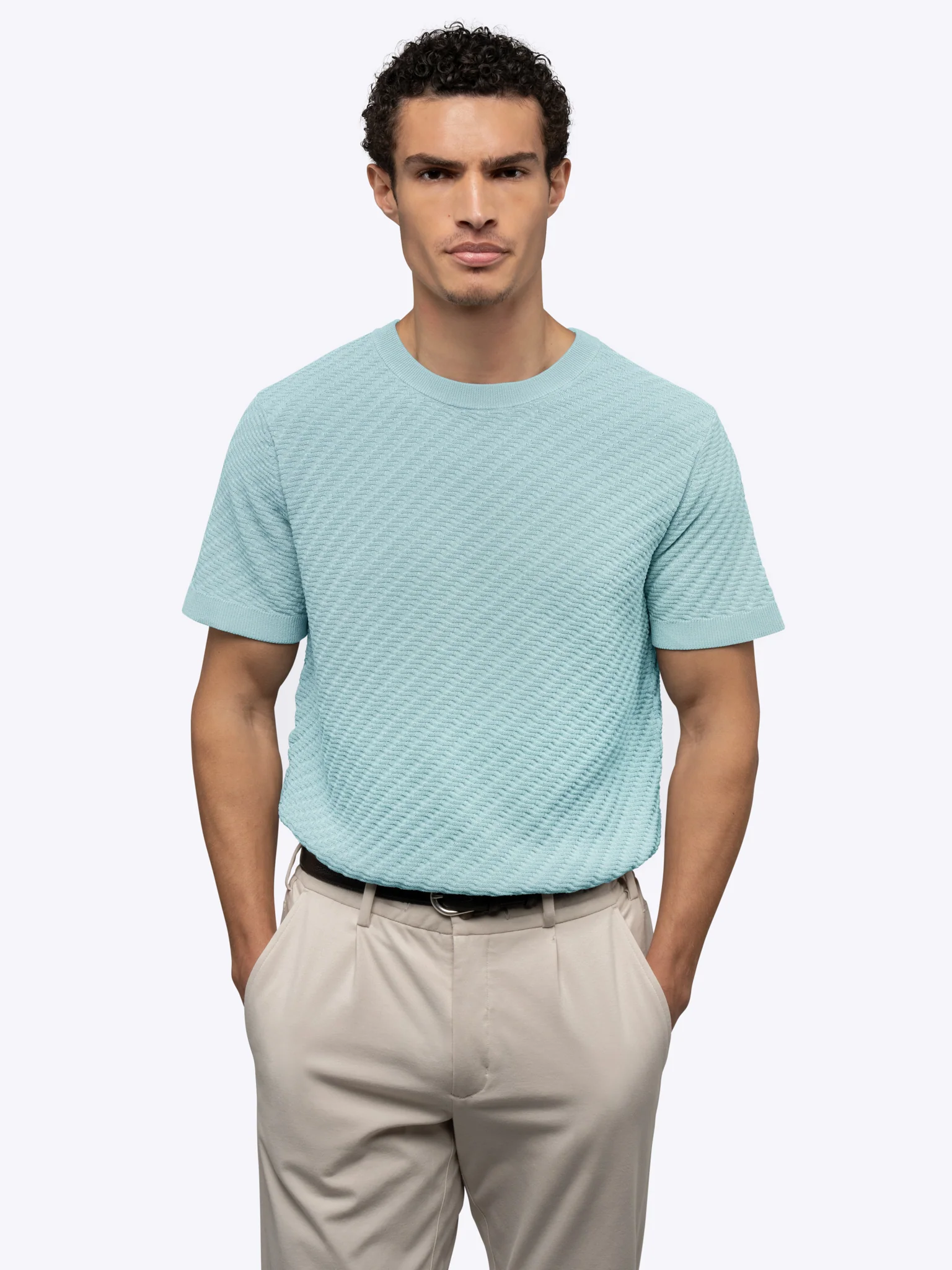 Riviera Knit Textured Tee | Sterling Blue Signature-Fit - Image 2
