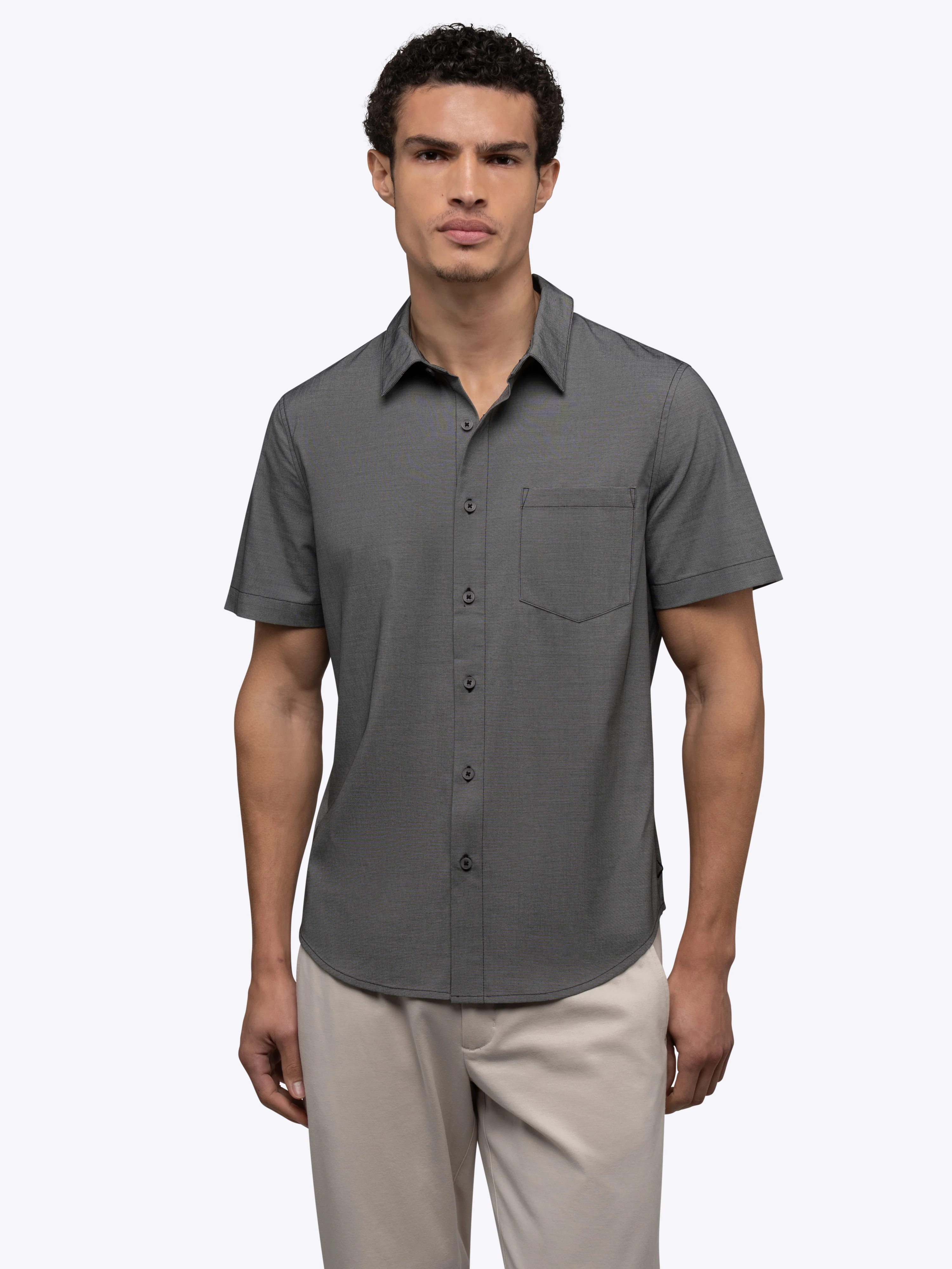 SoHo Short Sleeve Button Up | Heather Black Signature-fit - Image 2