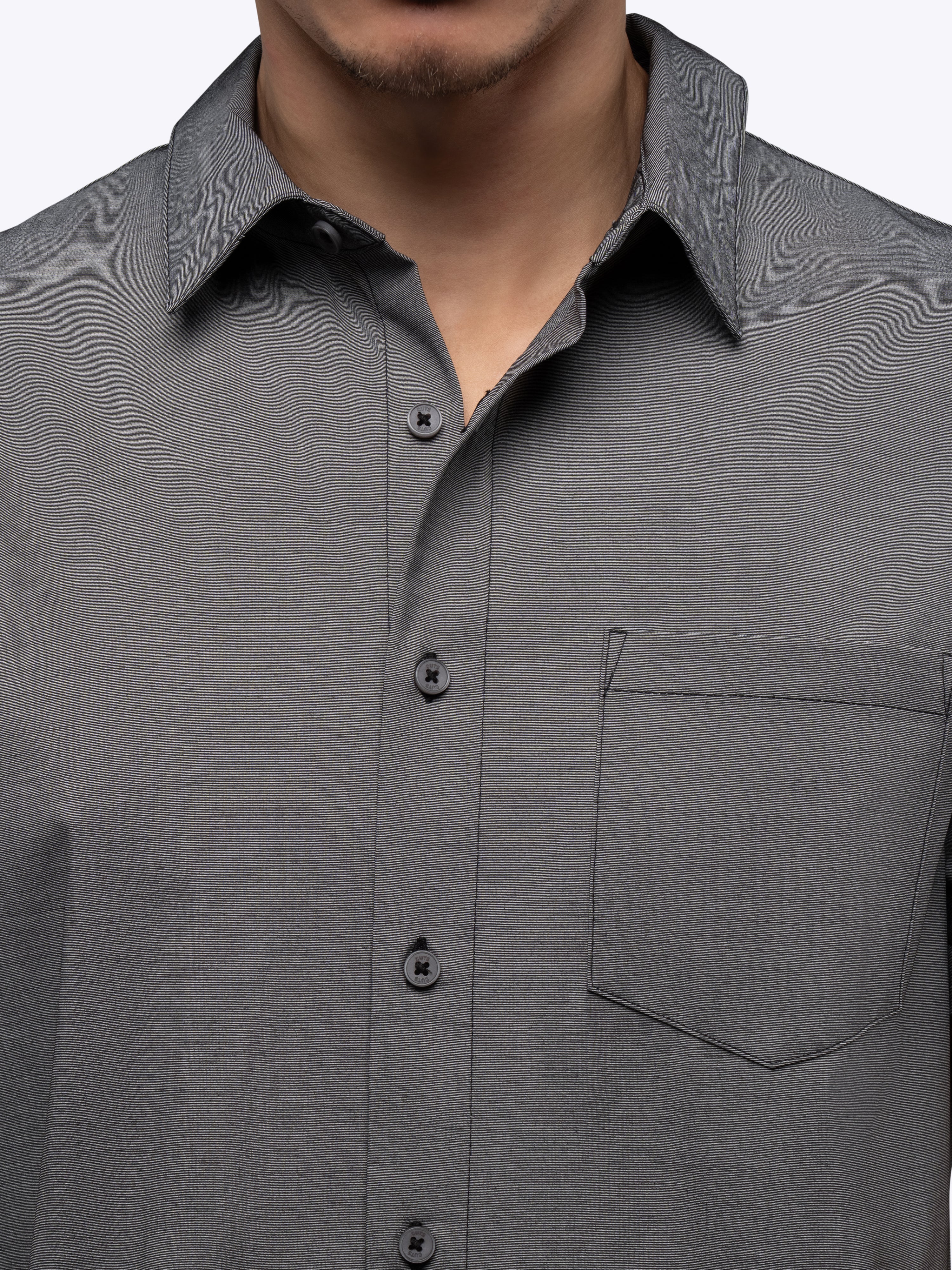 SoHo Short Sleeve Button Up | Heather Black Signature-fit - Image 5