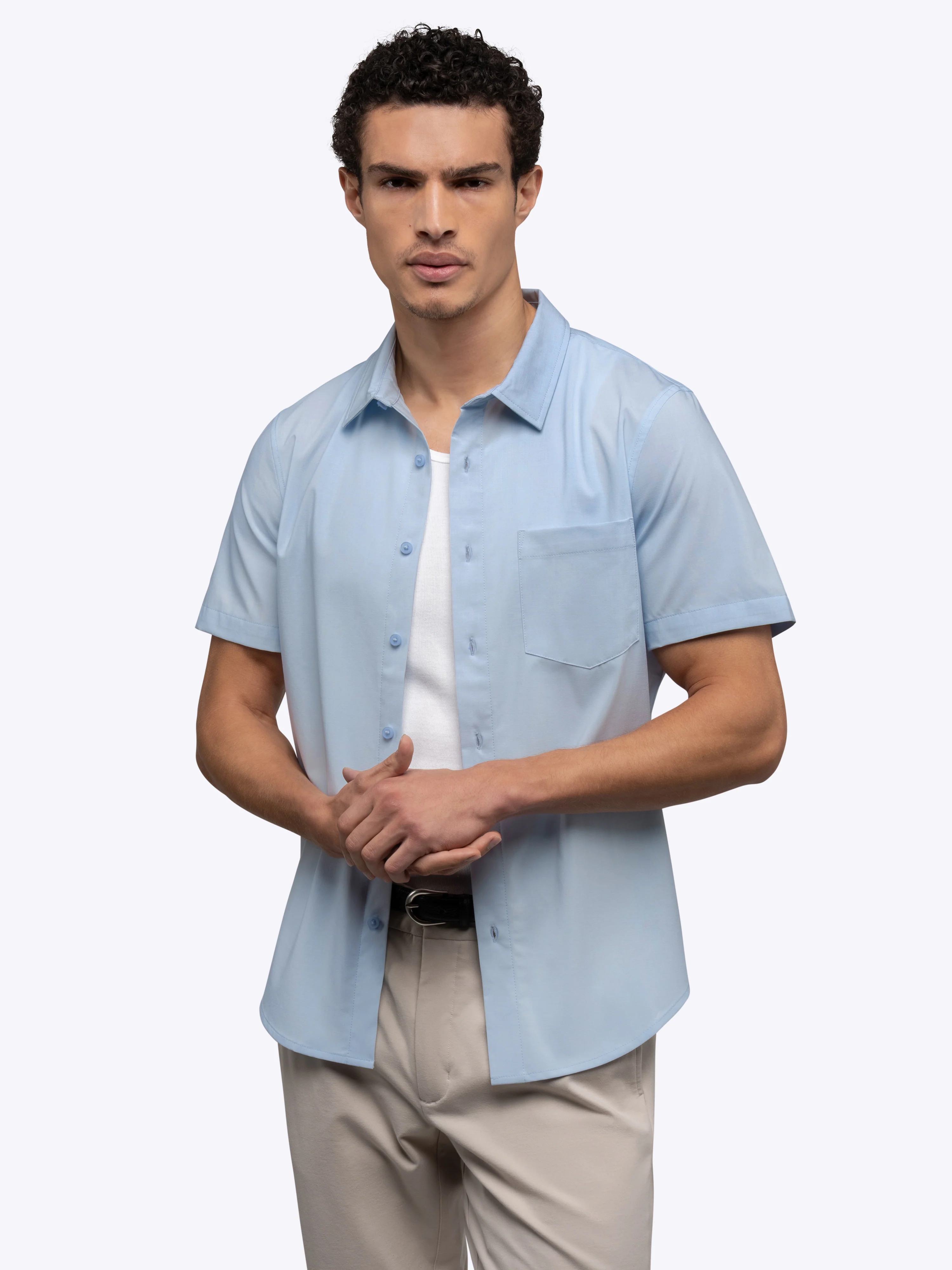 SoHo Short Sleeve Button Up | Oxford Blue Signature-fit - Image 3
