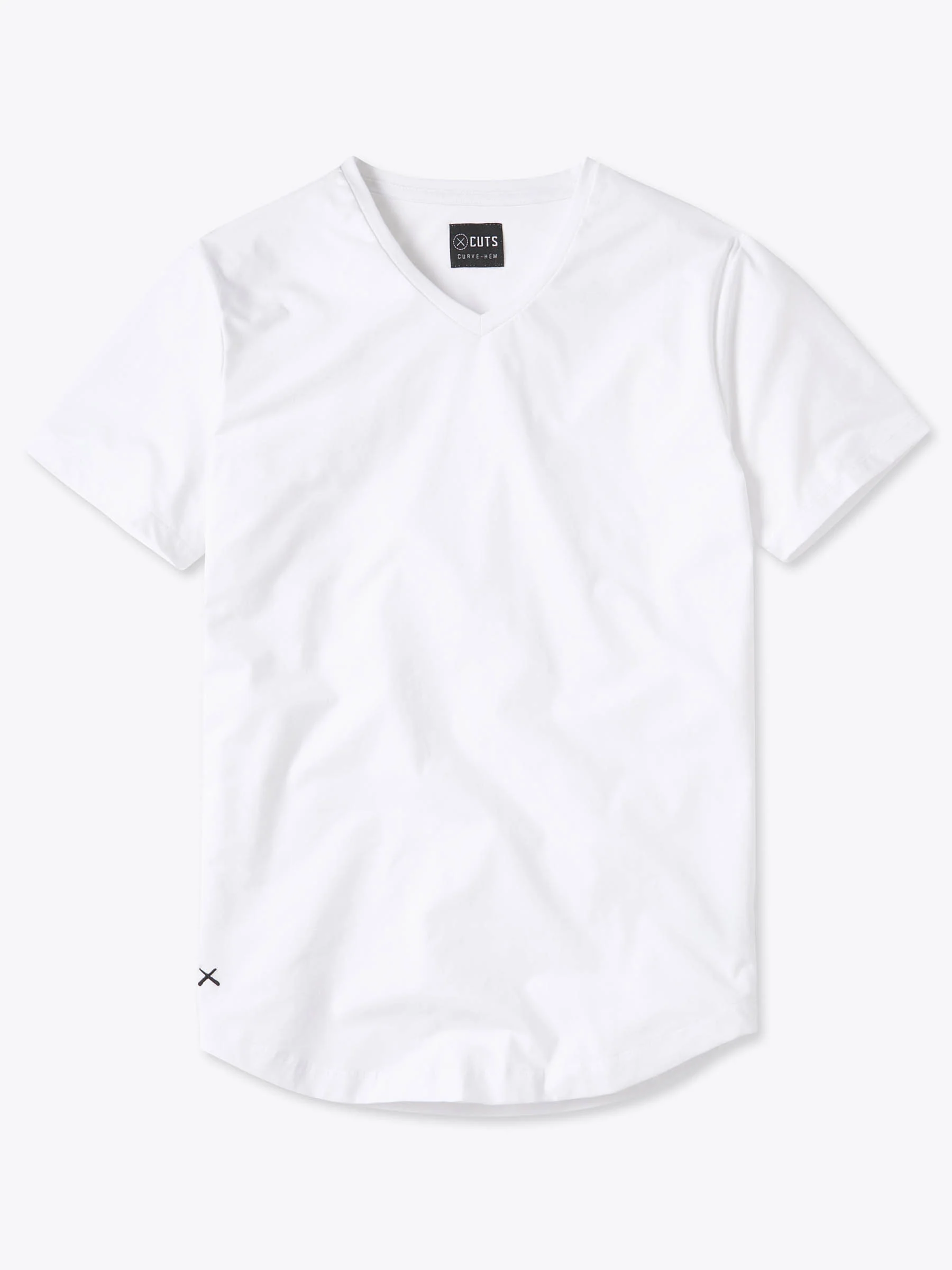 AO V-Neck Curve-Hem Tee | White Signature-fit PYCA Pro®